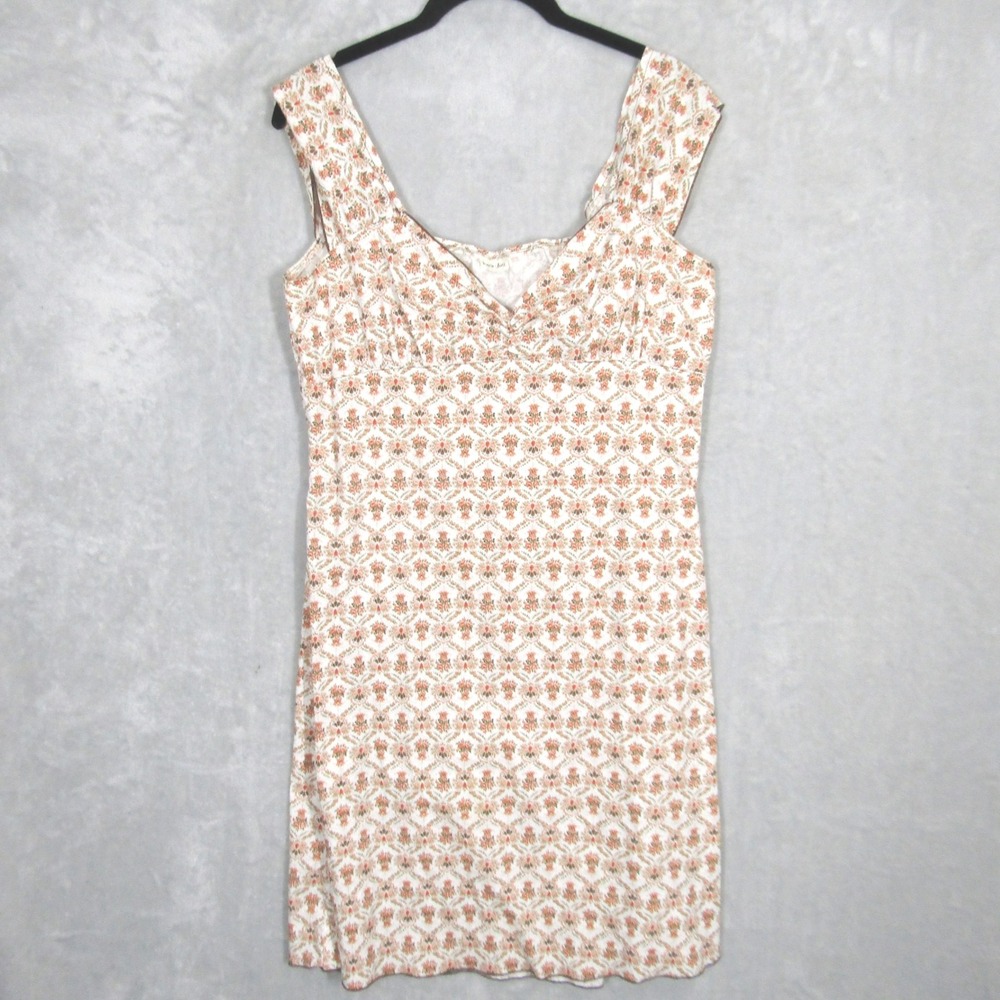Kara Line Cottagecore Floral Dress Tan Brown Sleeveless Mini Casual